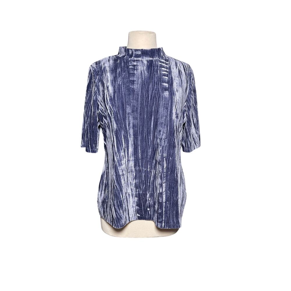 ANTHROPOLOGIE Pilcro Crushed Velveteen Short Sleeve Mock Neck Top - Picture 4 of 7